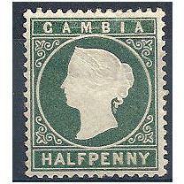 Gambia 1887 SG21 1/2d Myrtle Green Mounted Mint.