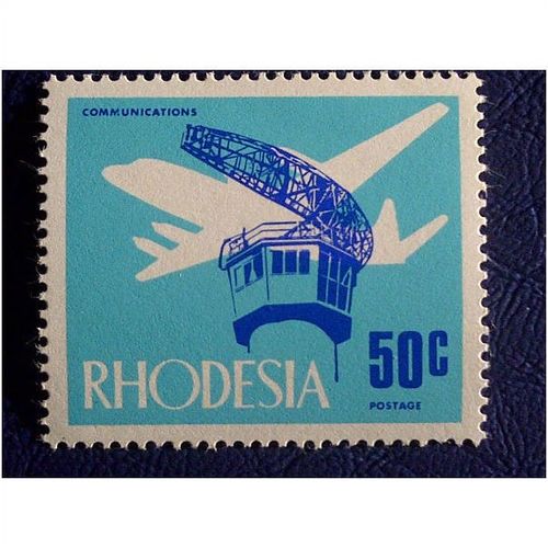 Rhodesia QEII 1970 50c Radar Antenna & Vickers Viscount Mounted Mint MM SG 450