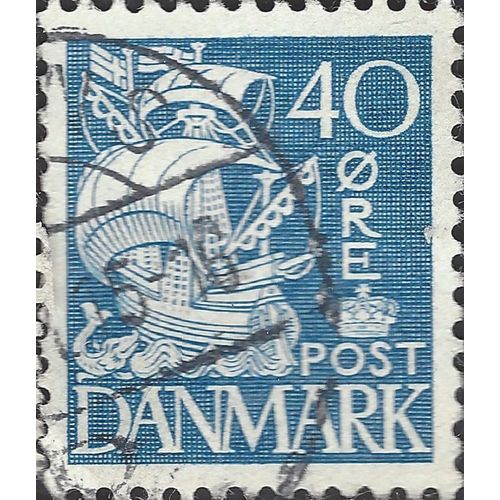 DENMARK, SHIP, Caravel, blue 1940, 40ore