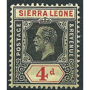 Sierra Leone 1912 SG117 4d Black & Red/Yellow Mounted Mint . ...