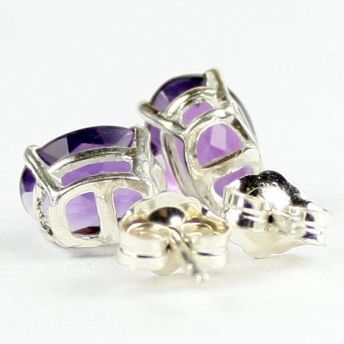 Amethyst, 925 Sterling Silver Post Earrings, SE102