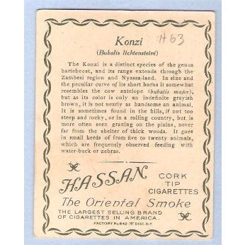Tobacco Card ~ Company: American Tobacco Company Brand: Hassan Cork Tip Ci~63