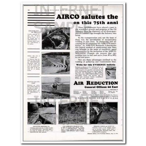 AIR REDUCTION SALES COMPANY 1934 AIRCO 75th anniversary vintage ad