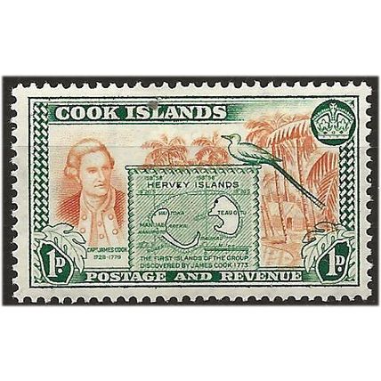 Cook Islands 1949 SG151 1d Chestnut & Green Mounted Mint .....