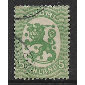 FINLAND 1917 STANDING LION 5p GREEN SG 187A FINE USED