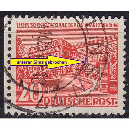 GERMANY BERLIN [1949] MiNr 0049 II ( O/used ) [02] Architektur Plattenfehler