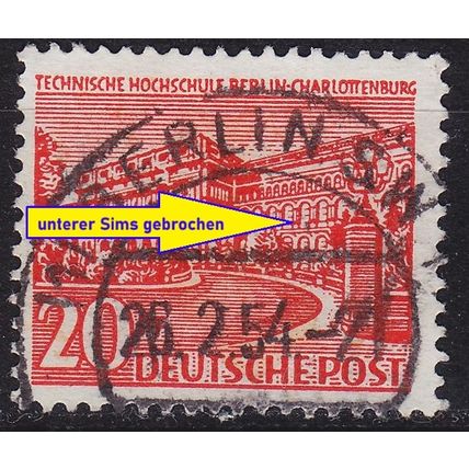 GERMANY BERLIN [1949] MiNr 0049 II ( O/used ) [04] Architektur Plattenfehler