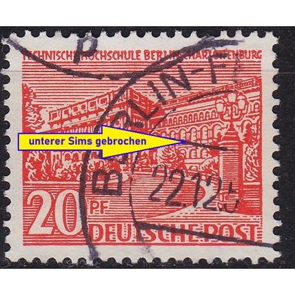 GERMANY BERLIN [1949] MiNr 0049 II ( O/used ) [05] Architektur Plattenfehler