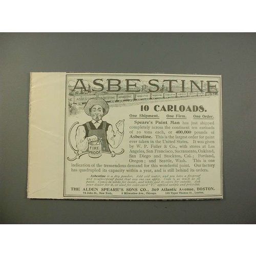 1900 Asbestine Ad w/ Speare's Paint Man - 10 Carloads