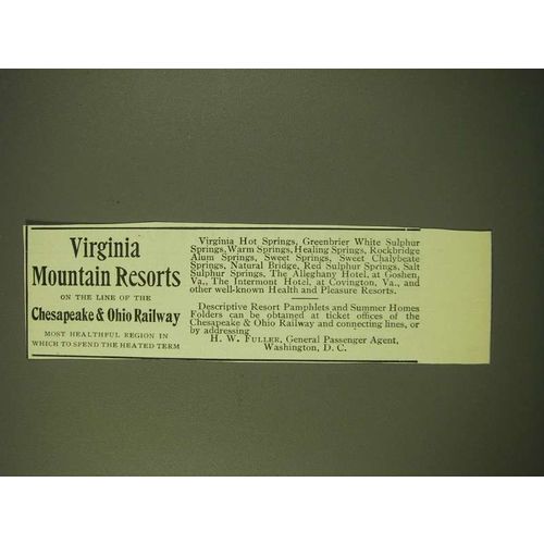 1902 Chesapeake & Ohio Railway Ad - Virginia Mountain Resorts on the line