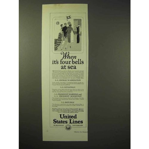 1926 United States Lines Cruise Ad - Four Bells at Sea