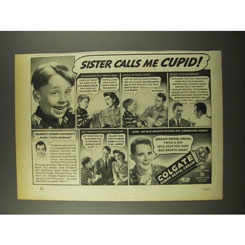 1940 Colgate Ribbon Dental Cream Ad - Calls Me Cupid