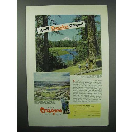 1950 Oregon Tourism Ad - You'll Remember