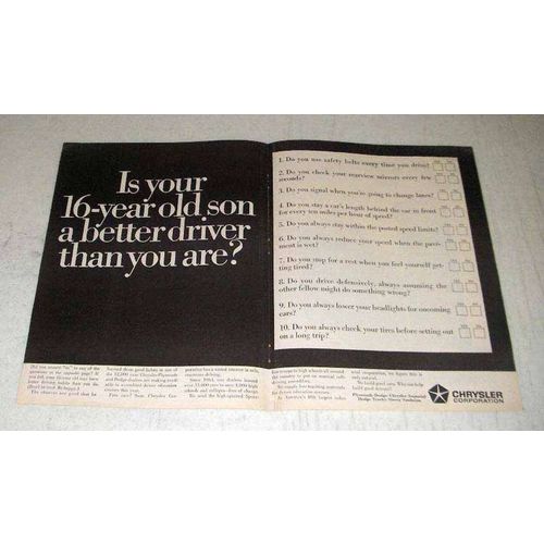 1968 Chrysler Corporation Ad, 16-year Old Better Driver