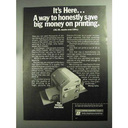 1968 Bohn Electro-printer Ad - Honestly Save Big Money