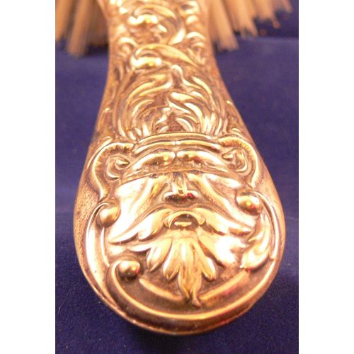 Art Nouveau Style White Metal Vanity Hair Brush Birds & Green Man Design