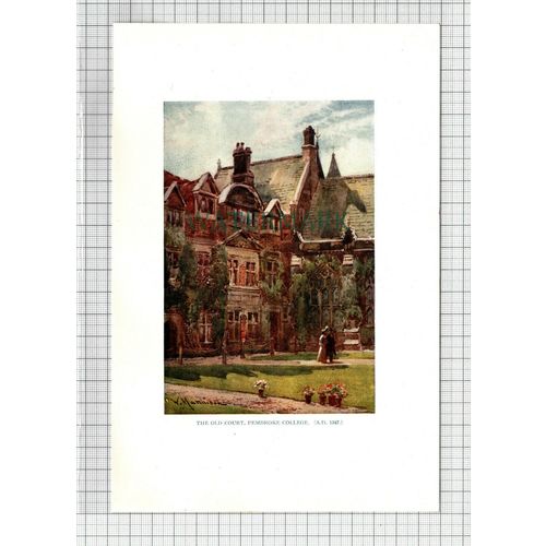 C7678) The Old Court Pembroke College Cambridge - 1916 Print