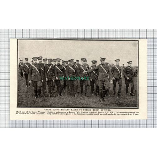 C5125) Sussex Yeomanry Cadets Preston Park Brighton Col Rawson - 1916 Clip