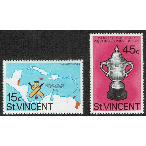 St. Vincent 1976 West Indies Victory World Cup Cricket set 2v SG492-493 UM