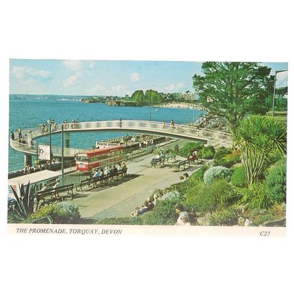 THE PROMENADE, TORQUAY, DEVON used vintage postcard by Europa Cards
