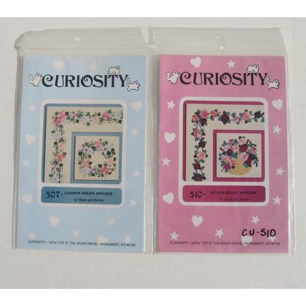 Curiosity Floral Quilt Patterns 2 Lot Flowers Petunia Clematis 12 Inch block