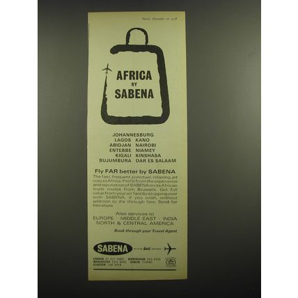 1968 Sabena Airline Advertisement - Africa by Sabena