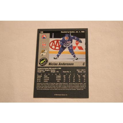 Niclas Andersson 1993 Classic Pro Hockey Prospects NO. 120