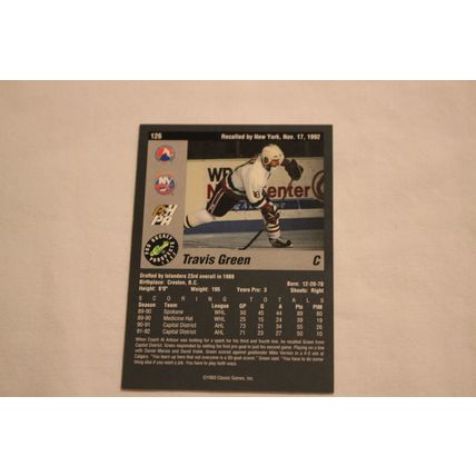 Travis Green 1993 Classic Pro Hockey Prospects NO. 126