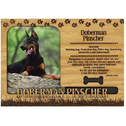 Doberman Pinscher Engraved Wood Picture Frame Magnet