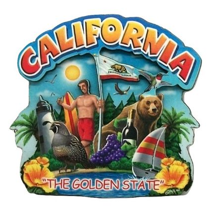 California The Golden State Artwood Montage Fridge Magnet