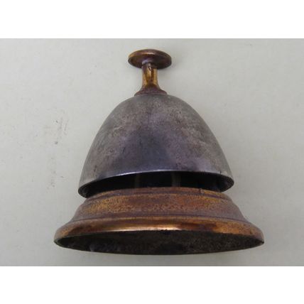 Counter Bell of Steel & Gilt Brass Edwardian ? Rare Shop? Hotel ? Invalid ?
