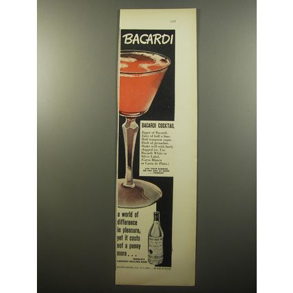 1950 Bacardi Rum Ad - Bacardi Cocktail