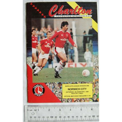 1989 programme Charlton Athletic v. Norwich City