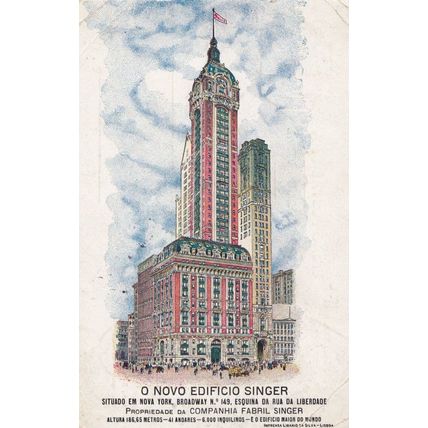 Singer Sewing Machines Antique Advertising Portuguese Postcard