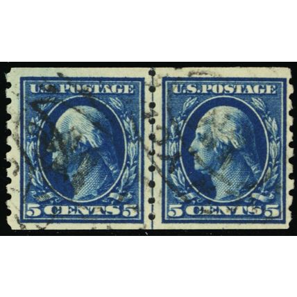 396, Used 5¢ RARE VF Coil Line Pair CV $825.00 - Stuart Katz