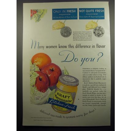 1933 Kraft Mayonnaise Ad - Many women know this diffrence in flavor do you?
