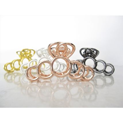 Rose gold silver or dark silver tone circles metal hair claw clip