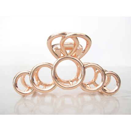 Rose gold silver or dark silver tone circles metal hair claw clip