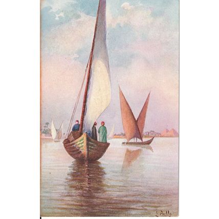 Vintage Art Card - Sailboats by S. Fullo?