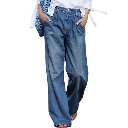 Blue Slouchy Wide Leg Jeans