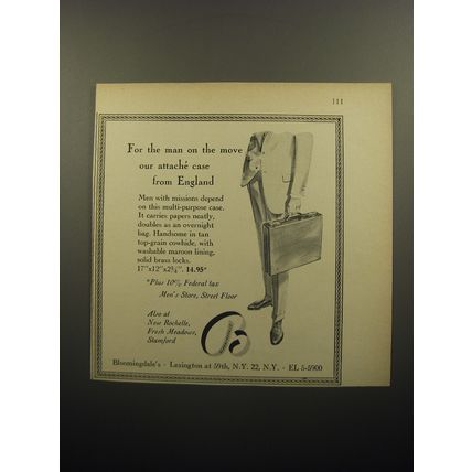 1957 Bloomingdale's Attache Case Ad - For the man on the move