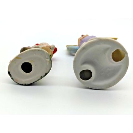 Musical Clown Duo! Holding Maracas & Cymbals - Ceramic/Porcelain - Adorable!