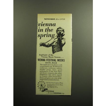 1959 Vienna Austria Ad - spring highlight of the Vienna Music Season