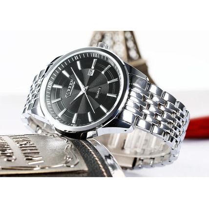 New Men’s Black & Silver Dress Date Analog Watch