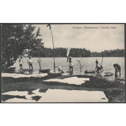 Dhobles (Washermen), Colombo Lake, c.1910s - Plâté Postcard