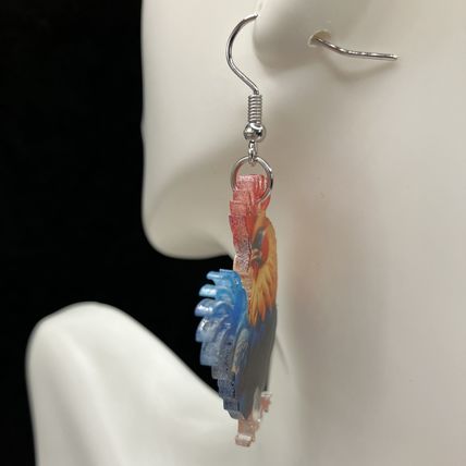 Playful Rooster Dangle Earrings #904