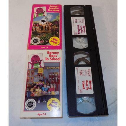 Lot Of 2 Barney VHS Tapes Barney Goes To School And Barney's Campfire Sing-Along