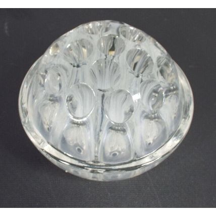 Vintage Large Clear Glass 16 Hole Rimmed Domed Footed Flower Frog
