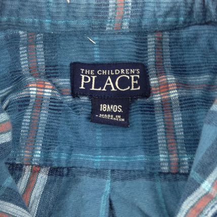 The Children's Place Boys Toddler Corduroy Blue Plaid Long Sleeve Shirt Sz 18M