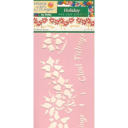 Holiday Craft Stencil - Poinsettia, Greetings, Glad Tidings